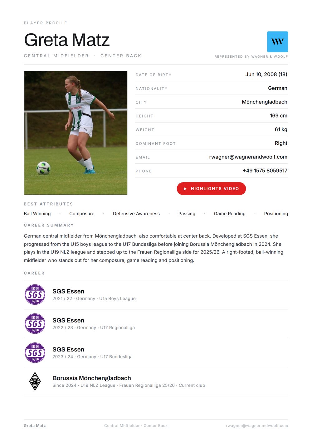 Greta Matz — Player CV